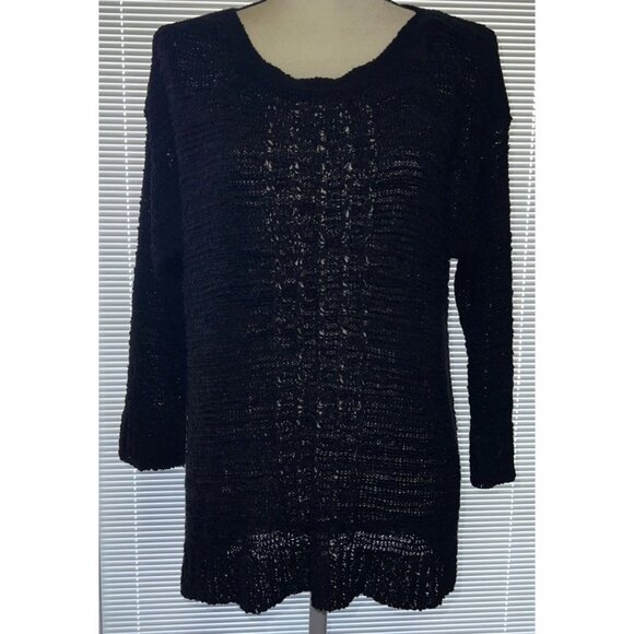 Soyaconcept Women Black Knit Cable Pullover Sweater -- Large - Picture 3 of 9
